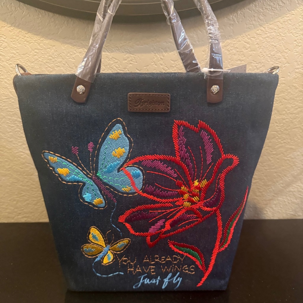 Brighton Petal Wings Tote Butterfly Denim Blue Nwt